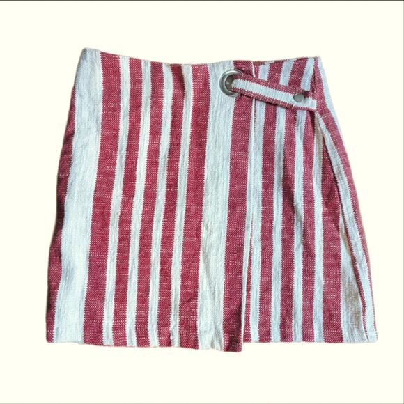 Free People Dresses & Skirts - Free People It's A Wrap Striped 100% Cotton Textured Beachy Boho Wrap Skirt